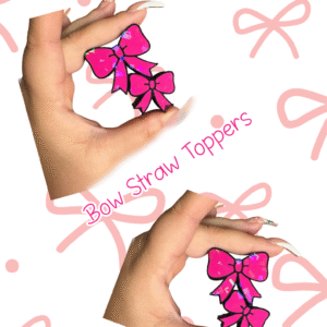 Mommy & Me Pink Bow Straw Topper Set – 3D Printed Cup Accessories