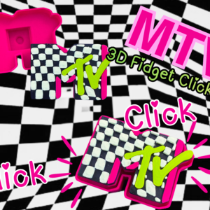 Retro MTV-Inspired 3D Fidget Clicker – Vibrant 90s Nostalgia Desk Toy